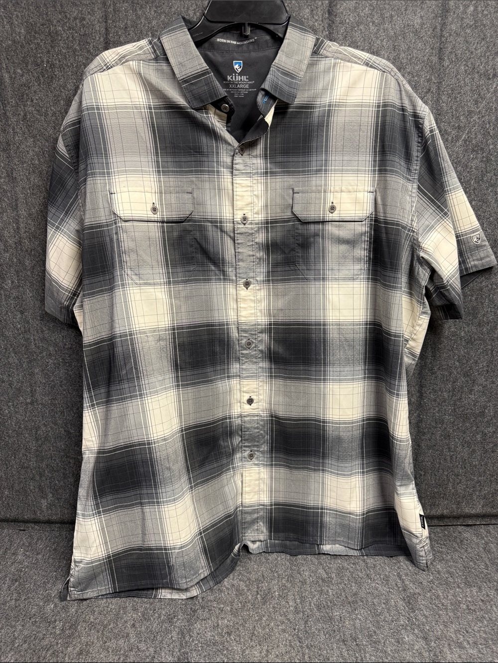 Kuhl Men’s Short-Sleeve Plaid Button-Down Shirt - Black & White
